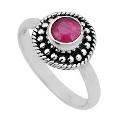 0.66cts faceted natural red ruby 925 sterling silver ring jewelry size 6 n43902