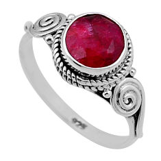 2.59cts faceted natural red ruby 925 sterling silver ring jewelry size 6 n47548