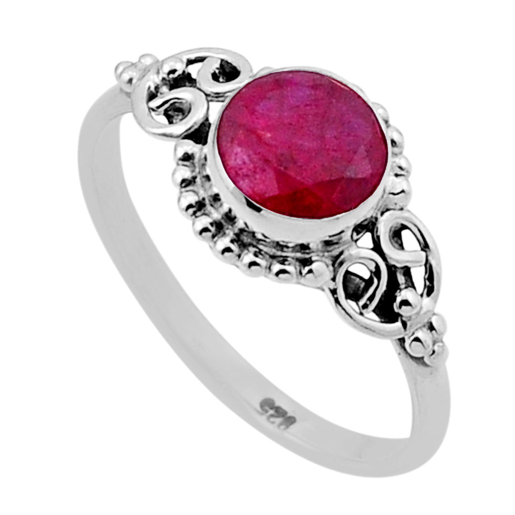 2.33cts faceted natural red ruby 925 sterling silver ring jewelry size 6 n47865