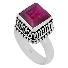 4.67cts faceted natural red ruby 925 sterling silver ring jewelry size 7 n42145
