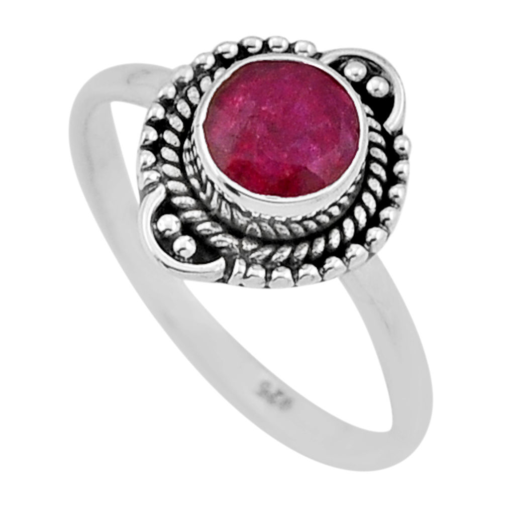 1.12cts faceted natural red ruby 925 sterling silver ring jewelry size 7 n47189