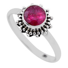 1.03cts faceted natural red ruby 925 sterling silver ring jewelry size 7 n47296