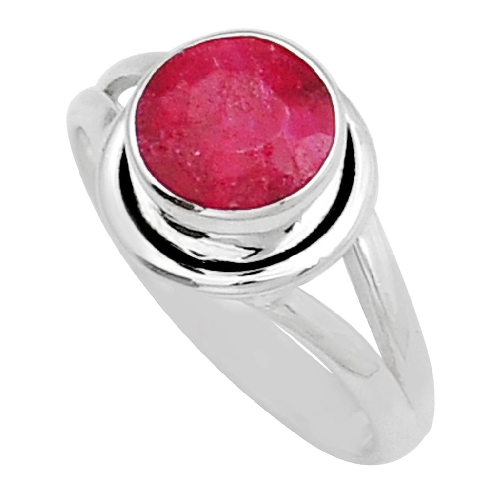 3.13cts faceted natural red ruby 925 sterling silver ring jewelry size 7 y13726