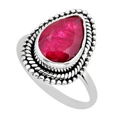 4.18cts faceted natural red ruby 925 sterling silver ring jewelry size 7 y76245