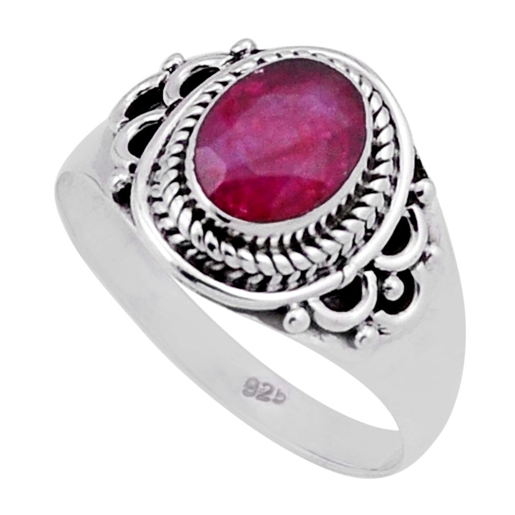 2.09cts faceted natural red ruby 925 sterling silver ring jewelry size 8 n40215