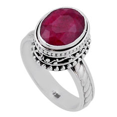 4.10cts faceted natural red ruby 925 sterling silver ring jewelry size 8 n42152