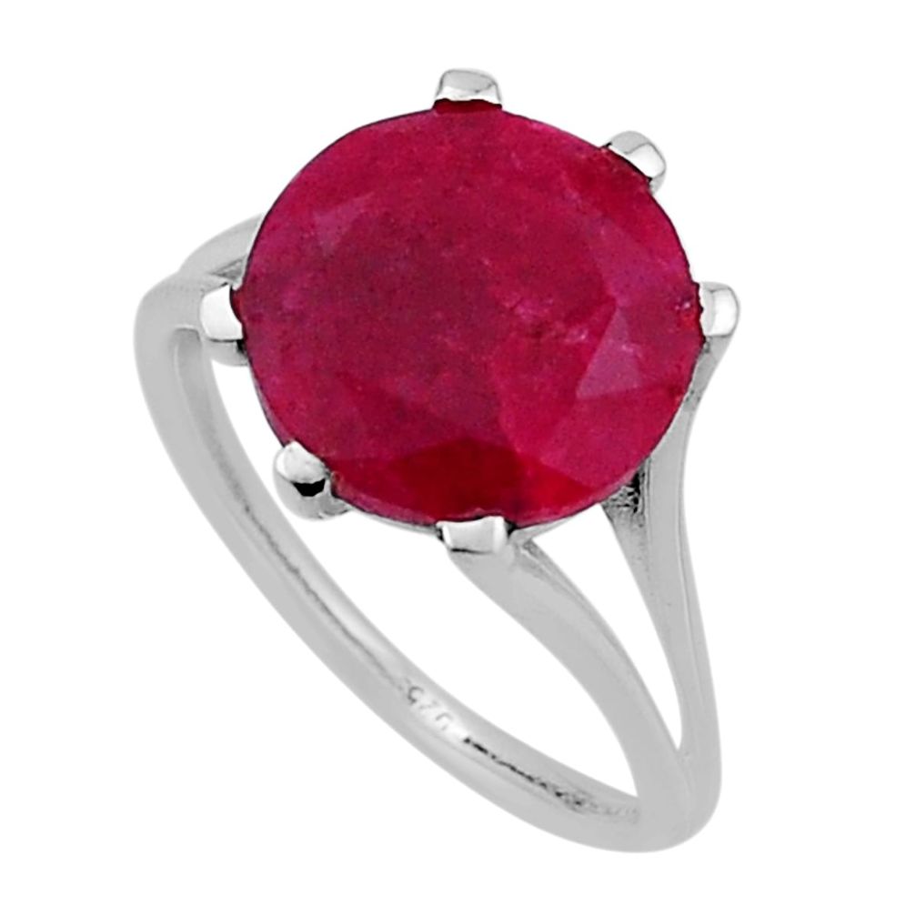 5.64cts faceted natural red ruby 925 sterling silver ring jewelry size 8 n50794