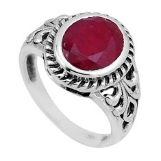 3.87cts faceted natural red ruby 925 sterling silver ring jewelry size 8 n54212