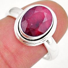 4.38cts faceted natural red ruby 925 sterling silver ring jewelry size 8 y16287