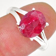 4.24cts faceted natural red ruby 925 sterling silver ring jewelry size 8 y16687