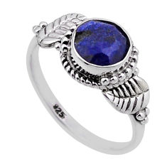 2.33cts faceted natural sapphire 925 sterling silver leaf ring size 6.5 n47811