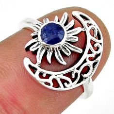 0.39cts faceted natural sapphire silver crescent moon star ring size 5.5 y44551