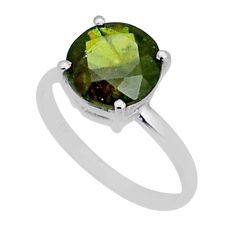 4.05cts faceted natural sphene (titanite) 925 sterling silver ring size 7 y1974