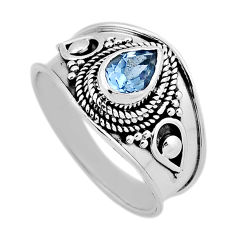 1.48cts faceted natural topaz 925 sterling silver ring jewelry size 7.5 n37768