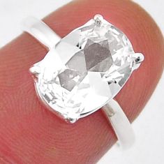 3.41cts faceted natural white danburite faceted 925 silver ring size 6.5 y25464