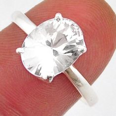 3.42cts faceted natural white danburite faceted 925 silver ring size 7.5 y25467