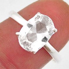 3.37cts faceted natural white danburite faceted 925 silver ring size 7.5 y25471