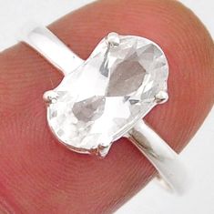 3.13cts faceted natural white danburite faceted 925 silver ring size 7.5 y25475