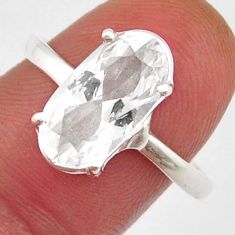 3.95cts faceted natural white danburite faceted oval silver ring size 8.5 y25472