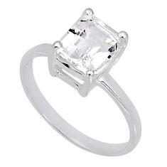 2.88cts faceted natural white goshenite octagan 925 silver ring size 6.5 y2005