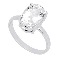 4.24cts faceted natural white pollucite 925 sterling silver ring size 8 y2063