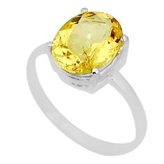 4.24cts faceted natural yellow beryl 925 sterling silver ring size 8.5 y2103