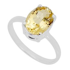 3.74cts faceted natural yellow beryl 925 sterling silver ring size 7.5 y2114
