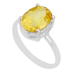 4.37cts faceted natural yellow beryl oval 925 sterling silver ring size 7 y2101