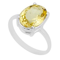 3.86cts faceted natural yellow beryl oval 925 sterling silver ring size 7 y2106