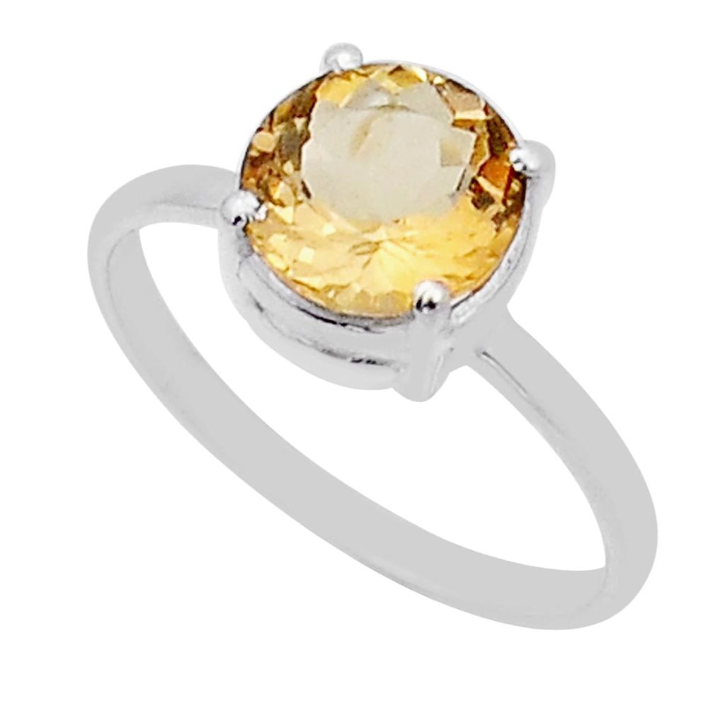 4.22cts faceted natural yellow beryl round 925 sterling silver ring size 8 y1710