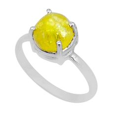 2.74cts faceted natural yellow brucite 925 sterling silver ring size 7 y1970