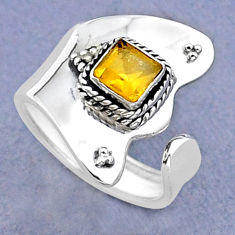 0.98cts faceted natural yellow citrine 925 silver adjustable ring size 6 y15956