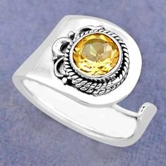 2.44cts faceted natural yellow citrine 925 silver adjustable ring size 6 y26654