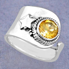2.71cts faceted natural yellow citrine 925 silver adjustable ring size 7 y26660