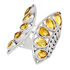 9.89cts faceted natural yellow citrine 925 silver butterfly ring size 6 y37809