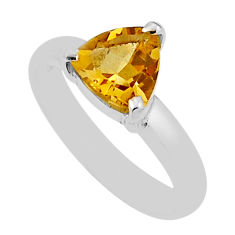 3.13cts faceted natural yellow citrine 925 sterling silver ring size 7.5 n35207