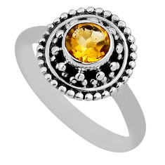 0.66cts faceted natural yellow citrine 925 sterling silver ring size 6.5 n37298