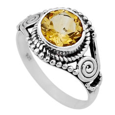 3.26cts faceted natural yellow citrine 925 sterling silver ring size 7.5 n45766