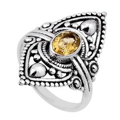 1.49cts faceted natural yellow citrine 925 sterling silver ring size 7.5 n46892