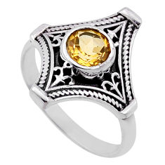 1.15cts faceted natural yellow citrine 925 sterling silver ring size 7.5 n46895