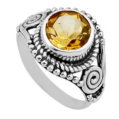 3.13cts faceted natural yellow citrine 925 sterling silver ring size 9.5 n46908