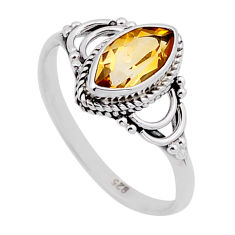 2.27cts faceted natural yellow citrine 925 sterling silver ring size 8.5 n52877