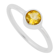 0.65cts faceted natural yellow citrine 925 sterling silver ring size 6 n44501