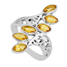 4.42cts faceted natural yellow citrine 925 sterling silver ring size 6 y82590