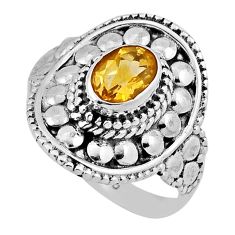 1.35cts faceted natural yellow citrine 925 sterling silver ring size 7 n37982