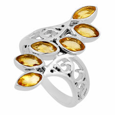 4.17cts faceted natural yellow citrine 925 sterling silver ring size 7 n38019