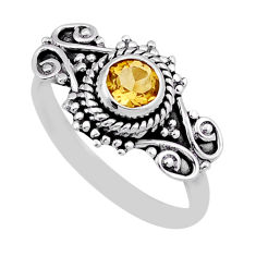 0.82cts faceted natural yellow citrine 925 sterling silver ring size 7 n44994
