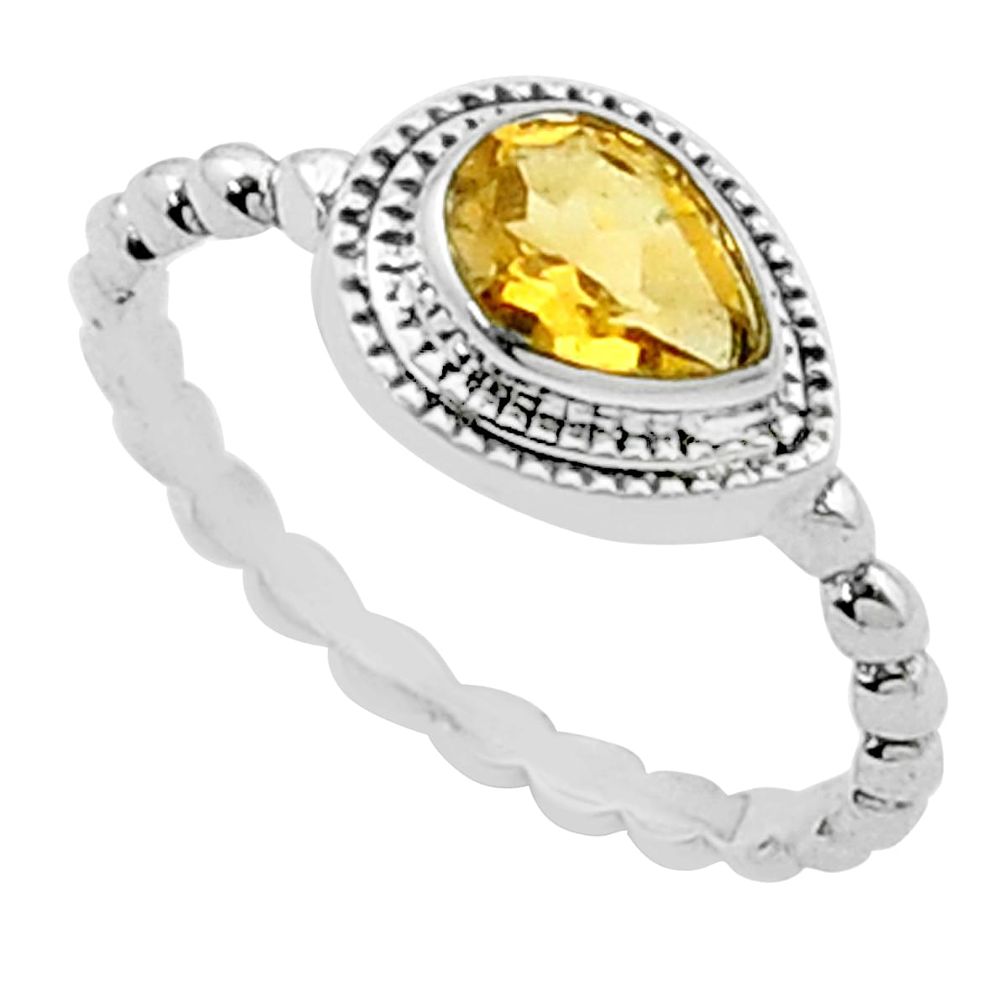 2.01cts faceted natural yellow citrine 925 sterling silver ring size 7 u37062