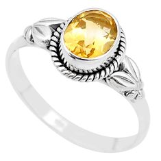 2.12cts faceted natural yellow citrine 925 sterling silver ring size 7 u40005