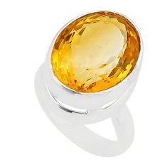 14.50cts faceted natural yellow citrine 925 sterling silver ring size 7 y58113